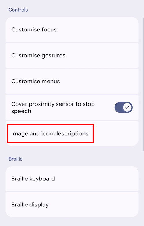 Select Image and icon descriptions